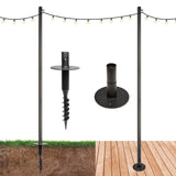 Excello Global Products Premium String Light Poles - 2 Pack - Extends 10 Feet