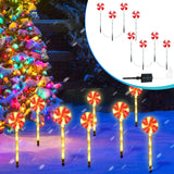 8 Pack Solar Christmas Lollipop Pathway Lights, LED Peppermint Candy Yard Decorations