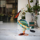 19" Solar Metal Pelican Garden Statue, 3D Glass Outdoor Bird Sculpture