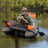 Goplus Inflatable Fishing Float Tube with Rod Holder, Paddle & Flippers, 350 lb Capacity, Portable Fishing Boat