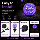 4-Pack 5" Solar Cracked Glass Globe Lights – 30 LEDs, IP65 Outdoor Garden Lighting, Yellow or Purple