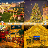2-Pack 99 ft Outdoor Christmas String Lights – 198 ft Total, 600 Warm White LEDs
