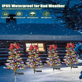 20 LED Outdoor Solar Christmas Tree Stake Light with Snow Flocked Tree