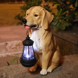 12.9" Solar Dog Garden Statue with Lantern, Weatherproof Resin Outdoor Dog Figurine