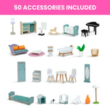 Delta Children Deluxe Maui 60" Wooden Dollhouse for 12" Dolls with 4 Stories, Elevator, Slide, Lights and Sounds