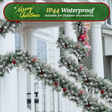 9FT Pre-Lit Christmas Garland with 80 Multicolor LED Lights, Battery Holiday Garland