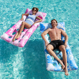 Joyfy Inflatable Pool Float Lounger with Headrest, Foot Rest & Cup Holders, Floating Pool Raft