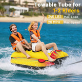 Costway 2-Person Inflatable Banana Boat Towable Tube with EVA Seats & 900D Nylon Cover
