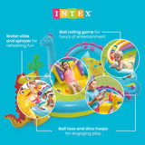 Intex Dinoland Play Center Inflatable Kiddie Pool with Water Slide, Sprayer & Games, 11 ft x 7.5 ft x 44 in