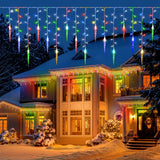 11.5 ft Christmas Icicle String Lights with 96 LEDs, 16 Drops and 8 Lighting Modes