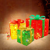 Christmas Lighted Gift Boxes, Set of 3 Battery-Operated Holiday Decorations with 50 LEDs