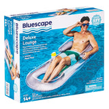 63" Bluescape Deluxe Inflatable Pool Lounge Float with Pillow, Armrests and Cup Holder