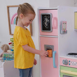 KidKraft Uptown Pastel Wooden Play Kitchen – Chalkboard, Play Phone & See-Through Doors