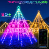 12 ft Smart Outdoor Christmas Tree Waterfall Lights, 720 RGB & Warm White LEDs