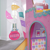 KidKraft Candy Castle Wooden Dollhouse – 3 Levels, Working Elevator & 28 Accessories