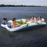 Hydro-Force 4-Person Inflatable Party Island, Connectable Water Float with Mesh