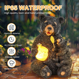 Gigalumi Solar Mother & Child Bear Garden Statue with LED Lights, Resin Bear Décor