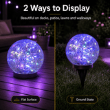 4-Pack 5" Solar Cracked Glass Globe Lights – 30 LEDs, IP65 Outdoor Garden Lighting, Yellow or Purple