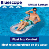 63" Bluescape Deluxe Inflatable Pool Lounge Float with Pillow, Armrests and Cup Holder