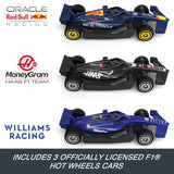 3-Car Hot Wheels Formula 1 Grand Prix Circuit Track Set – 3-Lane Booster, Lap Counter & DRS Overtake