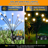 6 Pack Solar Firefly Garden Lights – 48 LED Warm White Swaying Solar Landscape Lights