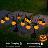 4 Pack Halloween Solar Pumpkin Stake Lights – 24 LED Swaying Jack-O'-Lantern Pathway Lights