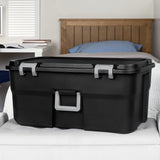 Sterilite 22 Gallon Wheeled Footlocker Storage Trunk – Heavy Duty Lockable Plastic Storage Container with Wheels and Handles