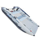 BRIS 11 ft Inflatable Catamaran Boat with Air Deck Floor, Oars, Aluminum Benches & Carry Bag