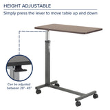 Over the Bed Side Table Wheels Hospital Overbed Rolling Tray Adjustable Bedside!