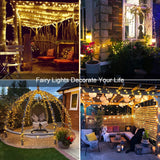 2-Pack 72FT Solar Christmas Fairy Lights, 200 LED Outdoor Copper Wire String Lights