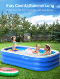 Inflatable Family Swimming Pool, 120" x 72" x 22" Oversized Backyard Pool