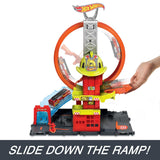 Hot Wheels City Super Loop Fire Station – 3-Level Lift, Adjustable Loop & Waterfall Ramp