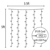 Mainstays 96 LED Curtain Lights, Warm White Plug-In Window Curtain String Lights