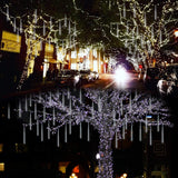 10-Tube 360 LED Meteor Shower Icicle String Lights, 14.44 ft Connectable Outdoor Falling Rain Lights