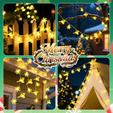 Christmas Deer & Snowflake Fairy String Lights, 24.6 ft 50 LED Battery-Operated Warm White Decorative Lights