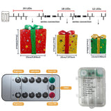 Christmas Lighted Gift Boxes, Set of 3 Battery-Operated Holiday Decorations with 50 LEDs