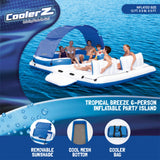 Bestway 6-Person Inflatable Party Island, Floating Raft with Shade & Cooler Bag