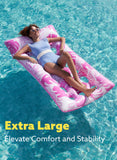 Joyfy Inflatable Pool Float Lounger with Headrest, Foot Rest & Cup Holders, Floating Pool Raft