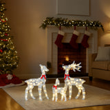 2.4FT Lighted Tinsel Christmas Reindeer Family – 3-Piece Set with 110 Warm White LEDs