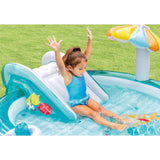 Intex Gator Inflatable Play Center Kiddie Pool with Water Slide, Sprayer & Fishing Game