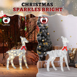 2.4FT Lighted Tinsel Christmas Reindeer Family – 3-Piece Set with 110 Warm White LEDs