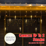 Joyfy 416 LED Christmas Icicle Lights, 78 Drops, 30.2ft Warm White with 8 Modes