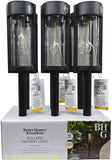 4-Pack Better Homes & Gardens Wyatt Solar LED Bollard Pathway Lights – Black, 15 lm & IPX4