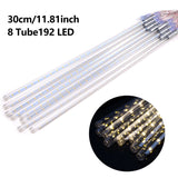 30 cm LED Meteor Shower Rain Lights, 8 Tubes, 192 LEDs, Falling Snow Christmas String Lights
