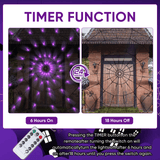 Halloween Spider Web LED Lights 4 Ft, 70 LED Purple Lights with Remote