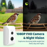 Birdfy Ebony Smart Wooden Bird Feeder with 1080p Camera, Solar Panel & 2.8L Capacity