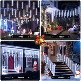 Solar Meteor Shower Icicle Lights, 8 Tubes, 192 LEDs, 11.8" Solar Falling Rain Lights