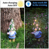 12" Solar Garden Gnome Statue with 6 Flower LED Lights, Hand-Painted Resin Fairy Outdoor Décor