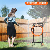 Heavy Duty Freestanding Garden Hose Holder – Metal Hose Stand with 4 Ground Spikes & 2 Tool Hooks, Holds Up to 150 ft. Hose