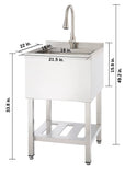 Trinity Stainless Steel Utility Sink Single Bowl 18x16x13 Garage Laundry NEW